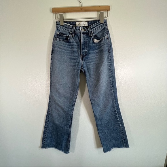 Reformation Denim - Reformation Mid-Rise Crop-Flare Denim Jeans 25